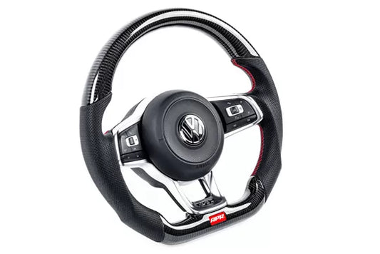 APR Steering Wheel Carbon Fiber And Leather Red No Paddles Volkwagen MK7 GTI | GLI 2014-2019
