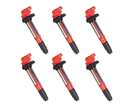 Aceon Set of 6 Red Aceon Sport Ignition Coil BMW 2.5L, 3.0L & 3.2L 2001-2008