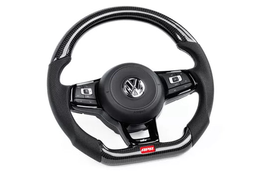 APR Steering Wheel Carbon Fiber And Leather Silver Paddles Volkwagen MK7 Golf R 2015-2020