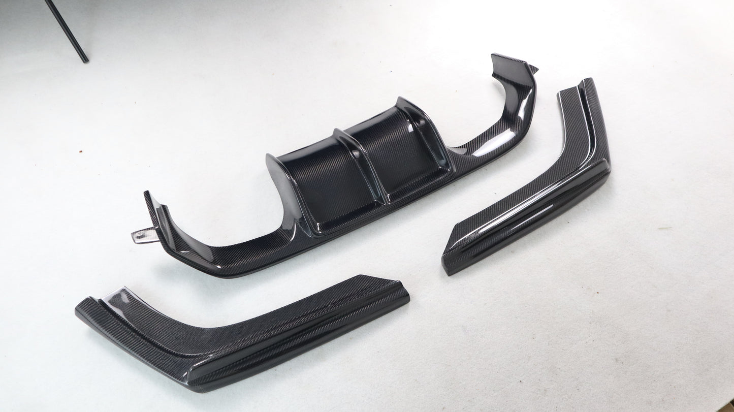 F8X Carbon Fiber Rear Diffuser - 3 Piece "V Style"