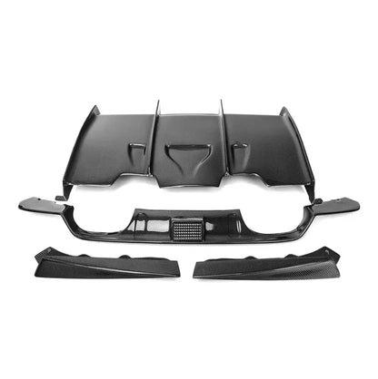 F8X "PSM Style" Carbon Fiber Rear Diffuser - 4 PIECE - WITH LED