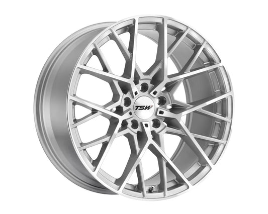 TSW Sebring Wheel 18x8.5 5x112 32mm Silver w/ Mirror Cut Face